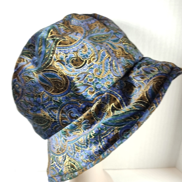 💠 vintage velour velvet paisley bucket hat 60s y2k boho hippie - Picture 4 of 9